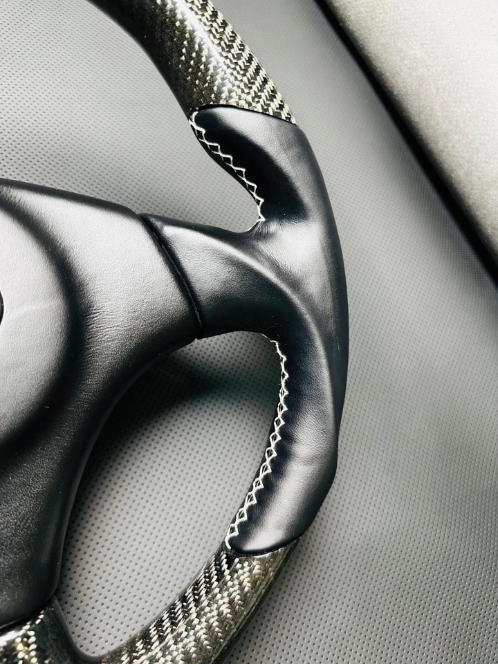 Volante de fibra de carbono real cosido blanco Toyota Supra MK4 1993-1998 Foto 4 de 4