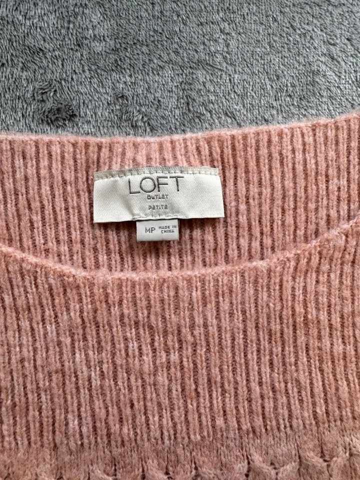 Suéter Loft Texturizado Cuello Redondo Manga Larga Pullover Para Mujer Mediano Pequeño Coral Foto 3 de 4