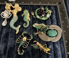 Ocean Sea Life Brooch Mermaid, Seahorse, Frog, Lizard, Scorpion