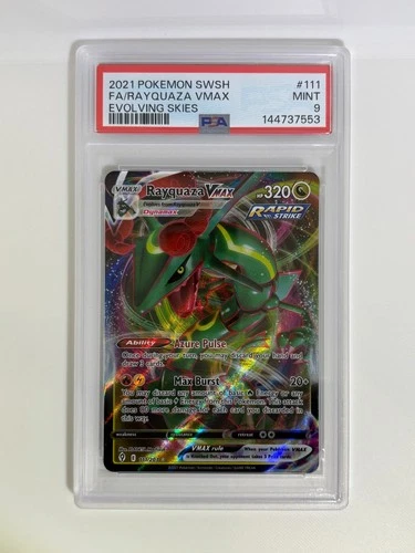 2021 POKEMON SWORD & SHIELD EVOLVING SKIES #111 FULL ART/RAYQUAZA VMAX PSA 9