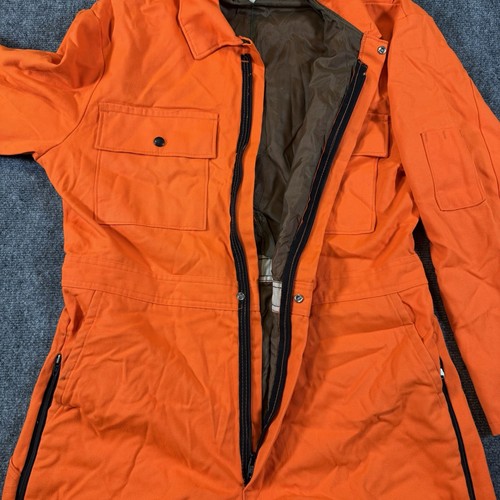 Vintage Walls Blizzard Pruf Coveralls Adult Large Short Orange Hunting USA MADE - Picture 10 of 17