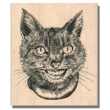 NEW Rubber Stamp, Happy Cat Face, Fun Kitten Animal Smiling Kitty Head Eyes sm
