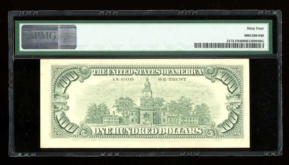 DBR 1990 $100 FRN Atlanta Fr. 2173-F PMG 64 Serial F38298027A - Image 2 of 2