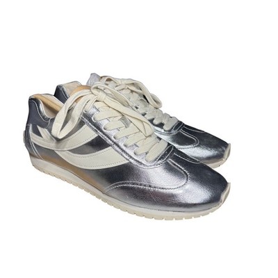 Vince Oasis Metallic Silver Sneakers 8.5 - NEW in Box - Minor Heel Flaw