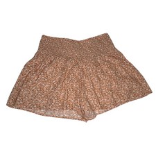 Aerie Med Smocked Waist Shorts Peach Ditsy Dot Print Casual Cottagecore Soft