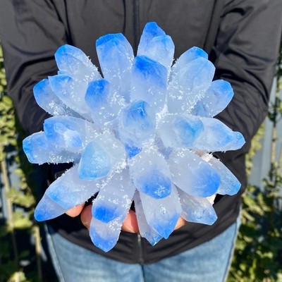 2.4LB New find blue phantom crystal quartz  cluster mineral specimen healing