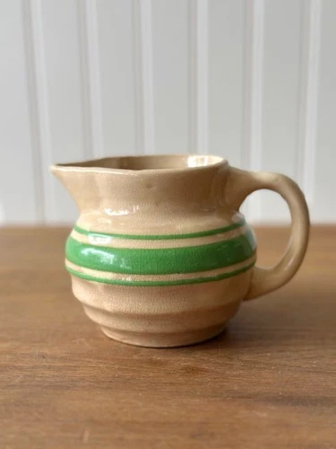 New ListingHull Beehive Green Stripe Pitcher/Creamer