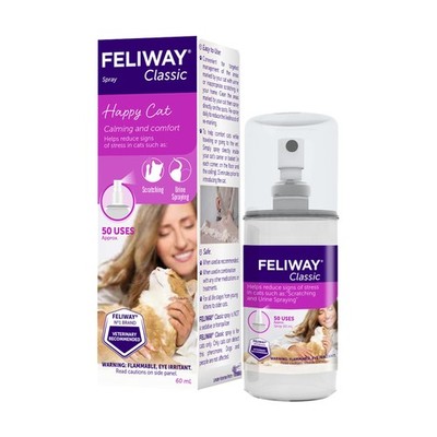 FELIWAY  Classic Cat Calming Spray, 60ml - 2 Fl Oz (Pack of 1), clear