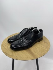 PRADA Polished Leather Derby Dress Shoes Burgundy Cordovan Size US 8 Black