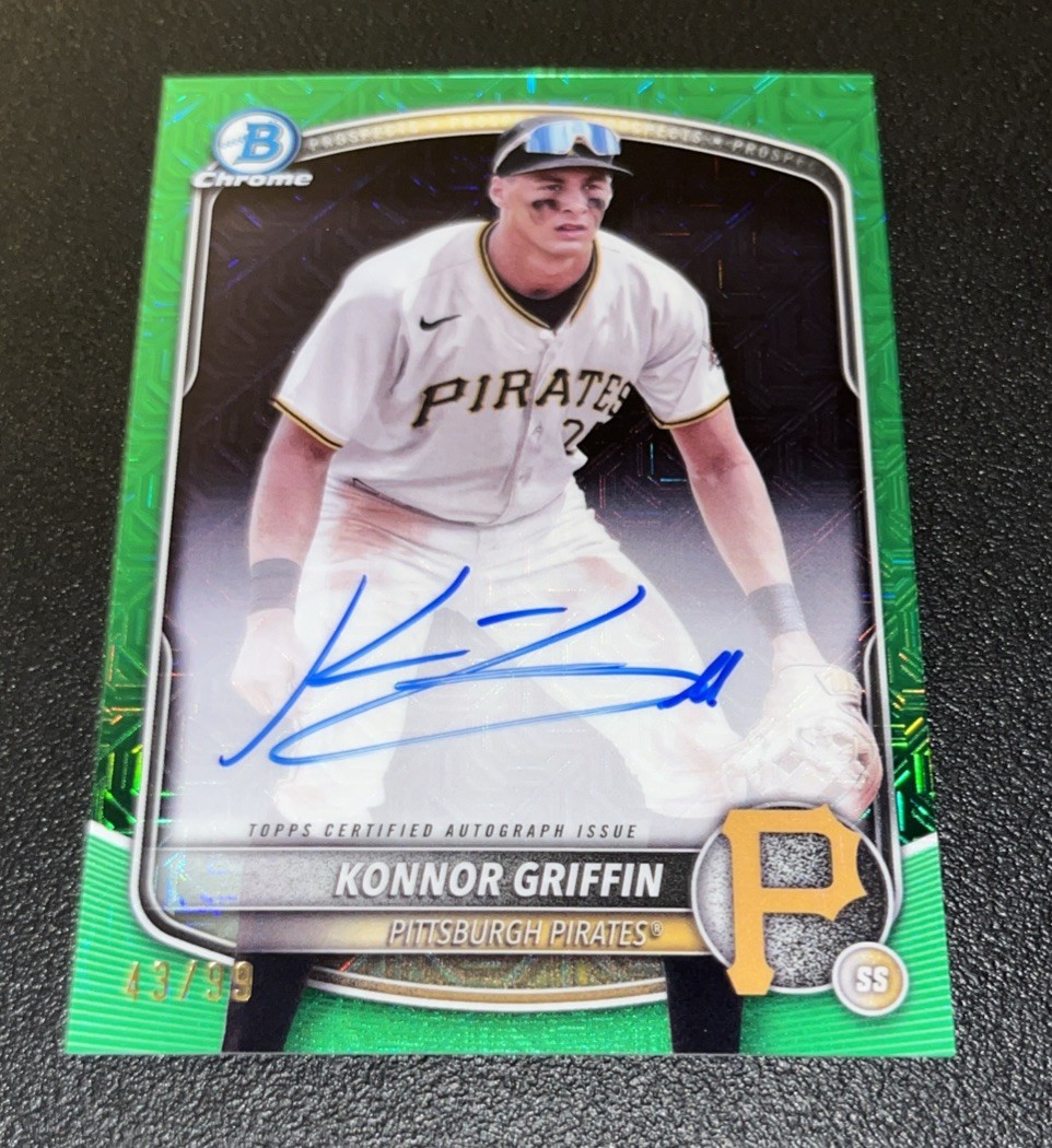 2025 Konnor Griffin Bowman Chrome Green Mojo ROOKIE Auto #43/99 Pirates #BMA-KG