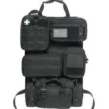 6 Pack Tactical Molle Car Seat Back Organizer Tactical Vehicle Panel with 5 Deta