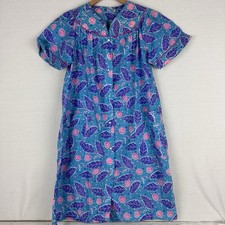 Vintage Court Street Floral House Dress Robe Snap Front Size M Pockets Bohemian