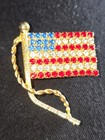 Red White and Blue American Flag Pin Gem Stones — photo 1