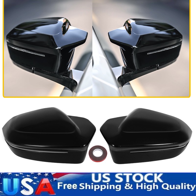 Black For BMW X3 G45 530i 540i i5 G60 Rearview Mirror Cover Overlay Accessories