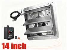 Shutter Exhaust Fan 14“Aluminum High Speed Wall Mounted Speed Controller Power C