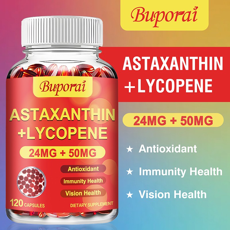 Astaxantina + Licopeno - Antioxidante, Antienvejecimiento, Salud del Corazón, Piel y Próstata