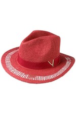 Vince Camuto Women's Open Weave Panama Hat Red