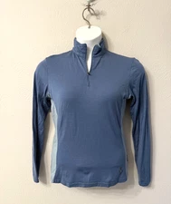 Smartwool women's size M 1/4 zip baselayer 100% Merino wool blue