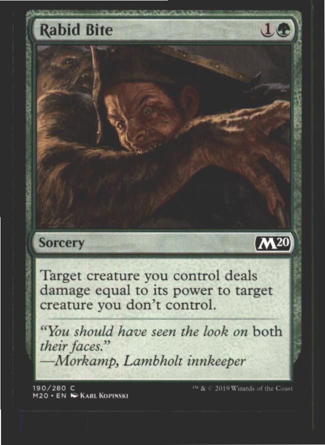 Rabid Bite 190 Common Core Set 2020 Magic: The Gathering Near Mint