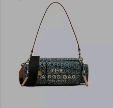NWT MARC JACOBS THE CARGO MONOGRAM DENIM SHOULDER BAG