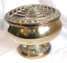 VINTAGE LARGE LANTHE SILVER PLATE POSY VASE ROSE BOWL  - 4.5" TALL 6" ACROSS