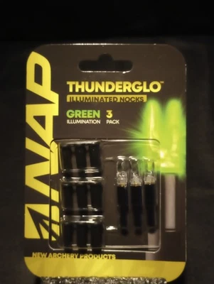 NAP (NEW ARCHERY PRODUCTS) Lighted Arrow Nocks for Compound Bow THUNDERGLO™ 3 Pack Universal Fit Auto -On