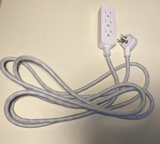 3-Outlet Power Strip Surge Protector 8 Ft Braided Extension Cord Flat Plug