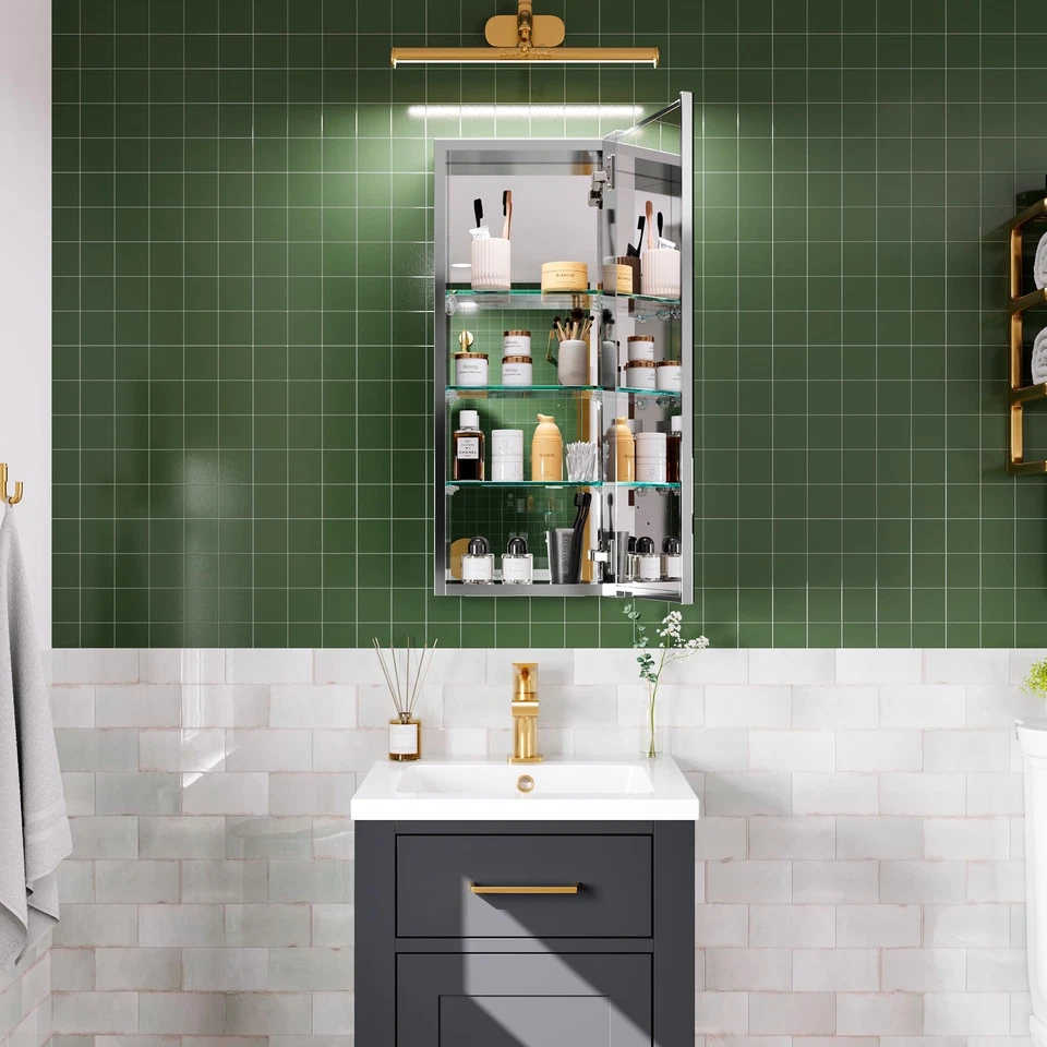 12’’×30’’ Medicine Cabinet for Bathroom, Storage Cabinet Vanity Mirror, Adjus... - Image 2 of 4