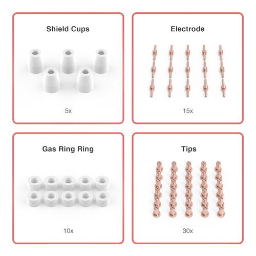 60pcs PT31 LG40 Plasma Electrodes Tips Consumables Fit CUT40 CUT50 CT312 - Picture 2 of 2