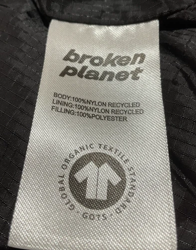 Broken Planet Men's Black Puffer Jacket Hooded Size L Multiple Zip Pockets EUC image 11