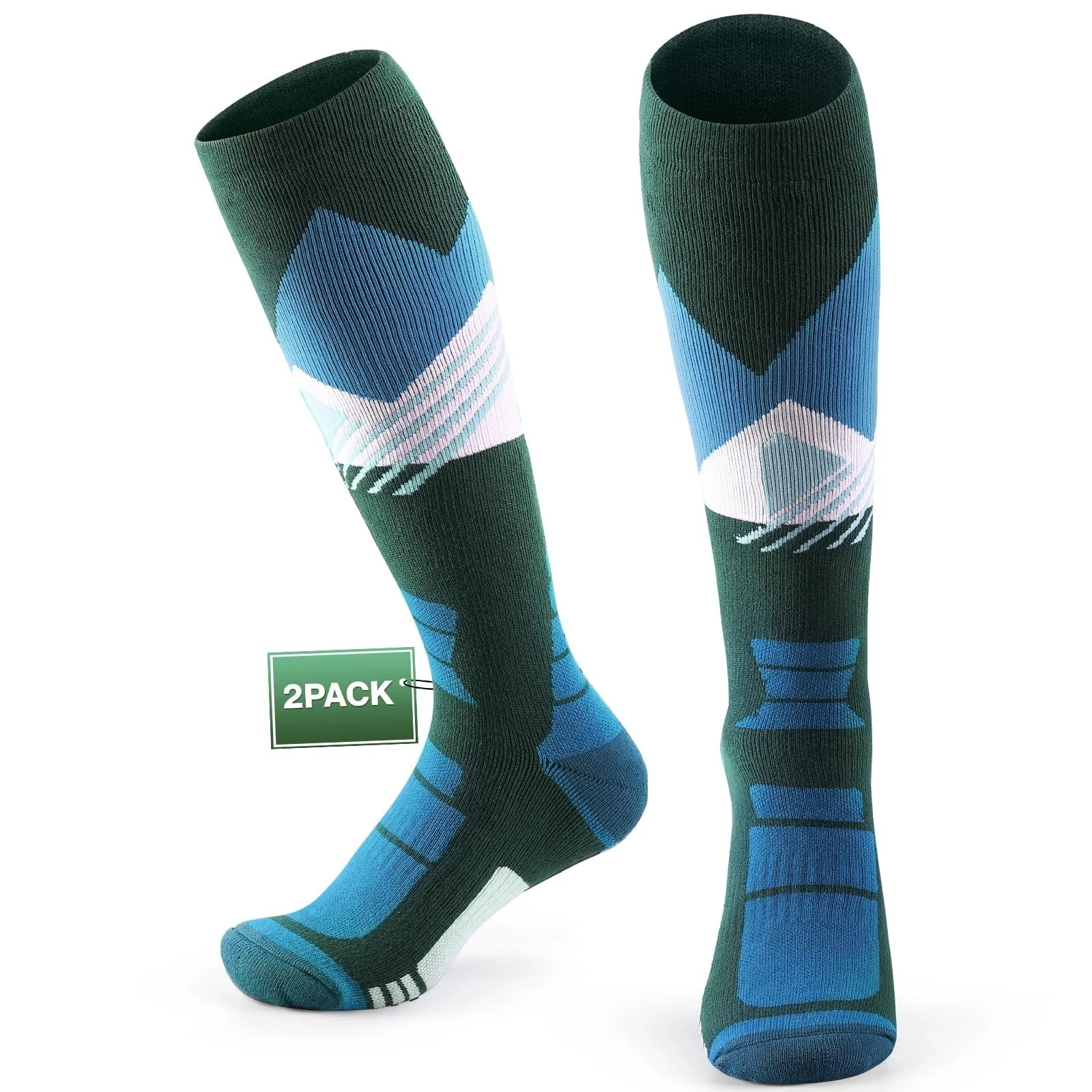 Ski Socks 2-Pack for Men - Thick Thermal Knee-High Warm Socks for Skiing, Sno...