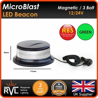 MBB BEACON MAGNETIC & BOLT MOUNT GREEN LED BLINKEND STROBE R65 12V 24V