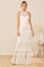 Lulus  Magic In The Moment  White Lace Tiered Maxi Dress Small Sleeveless