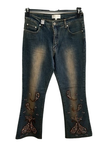 Roberto Cavalli jeans a zampa bootcut donna woman tg M blu blue pants  elastico | eBay