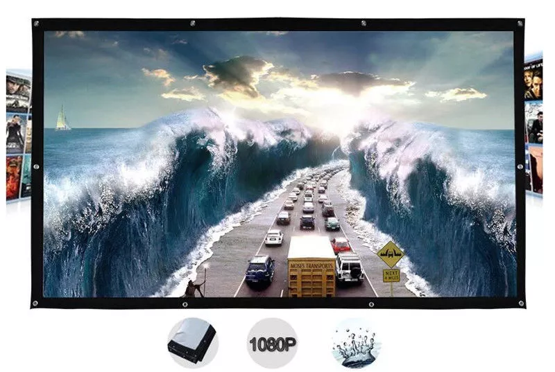 200 300 Inches Wall Mount Outdoor Movie Projector Screen Curtain Film ts