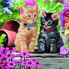 Cat Friends Crystal Art Card Kit Craft Buddy New