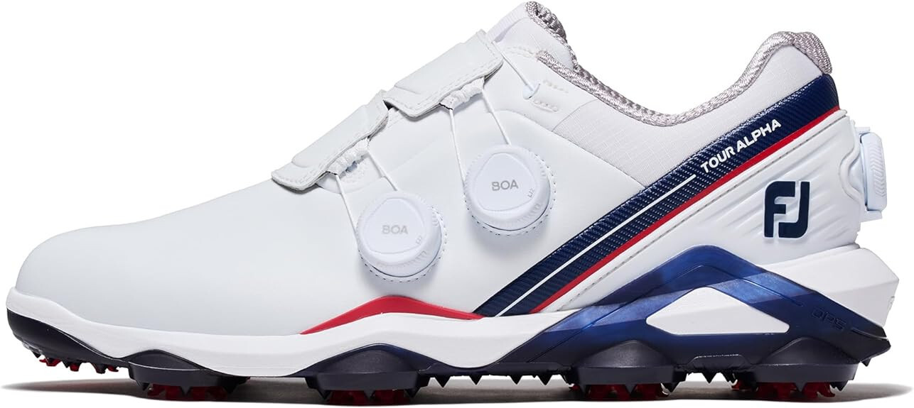 Кроссовки для гольфа FootJoy TOUR ALPHA TRIPLE BOA WIDE 55547 Белый темно-синий красный US725 см 51890₽
