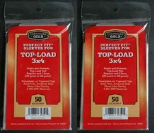 100 Cardboard Gold Perfect Fit Sleeves for Top-Loader 3x4 from 20-60 Pt Bag