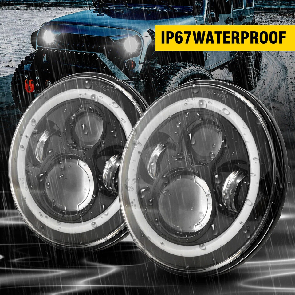 Combo de faros LED + luces traseras redondas de 7" para Jeep Wrangler JK 2007-2017 Foto 4 de 4