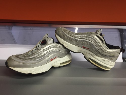 NIKE Air Max 97 SILVER Bianche baffo rosso n° EU 35 - US 3Y | eBay