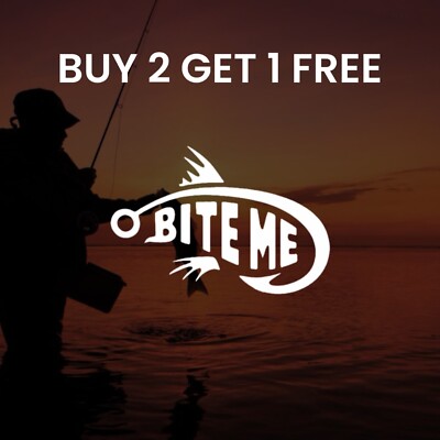 BITE ME FISHING HOOK VINYL DECAL STICKER outdoors