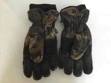 HIPORA THINSULATE MENS L SNOWMOBILE CAMO BLACK LEATHER GLOVES HUNTING WINTER VG 