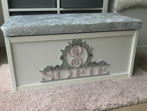 personalised toy box with cushion top
