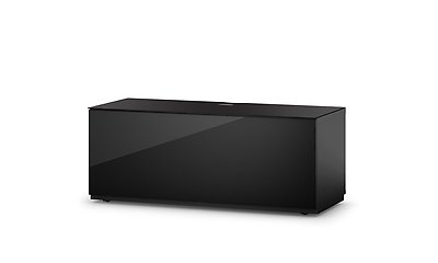 SONOROUS ST-110B Wood and Glass TV Stand with Hidden Wheels - Black