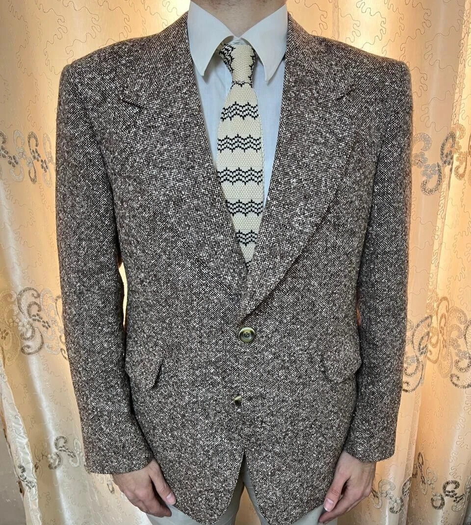 BURBERRY Giacca blazer tuta tweed anni 70 vintage su misura tutto pettinato 42R