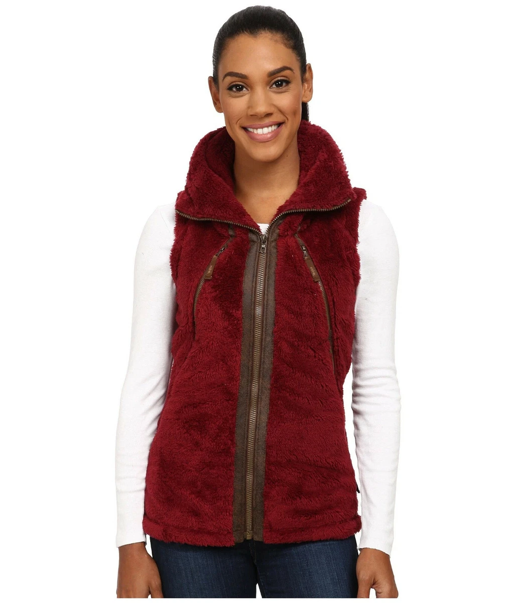 KUHL Flight PILE FLEECE Faux Fur VEST Jacket PACKABLE HOOD Zip WOMEN size  MEDIUM