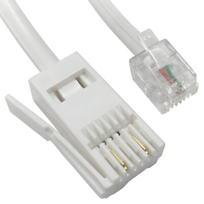 Zweiadrig RJ11 Stecker auf BT Stecker Kabel 6P2C 2-Pin Festnetzkabel Fax ADSL Modem