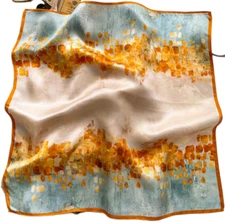 100% Silk 20" square Scarf Women neckerchief Wrap yellow blue orange pink WS377