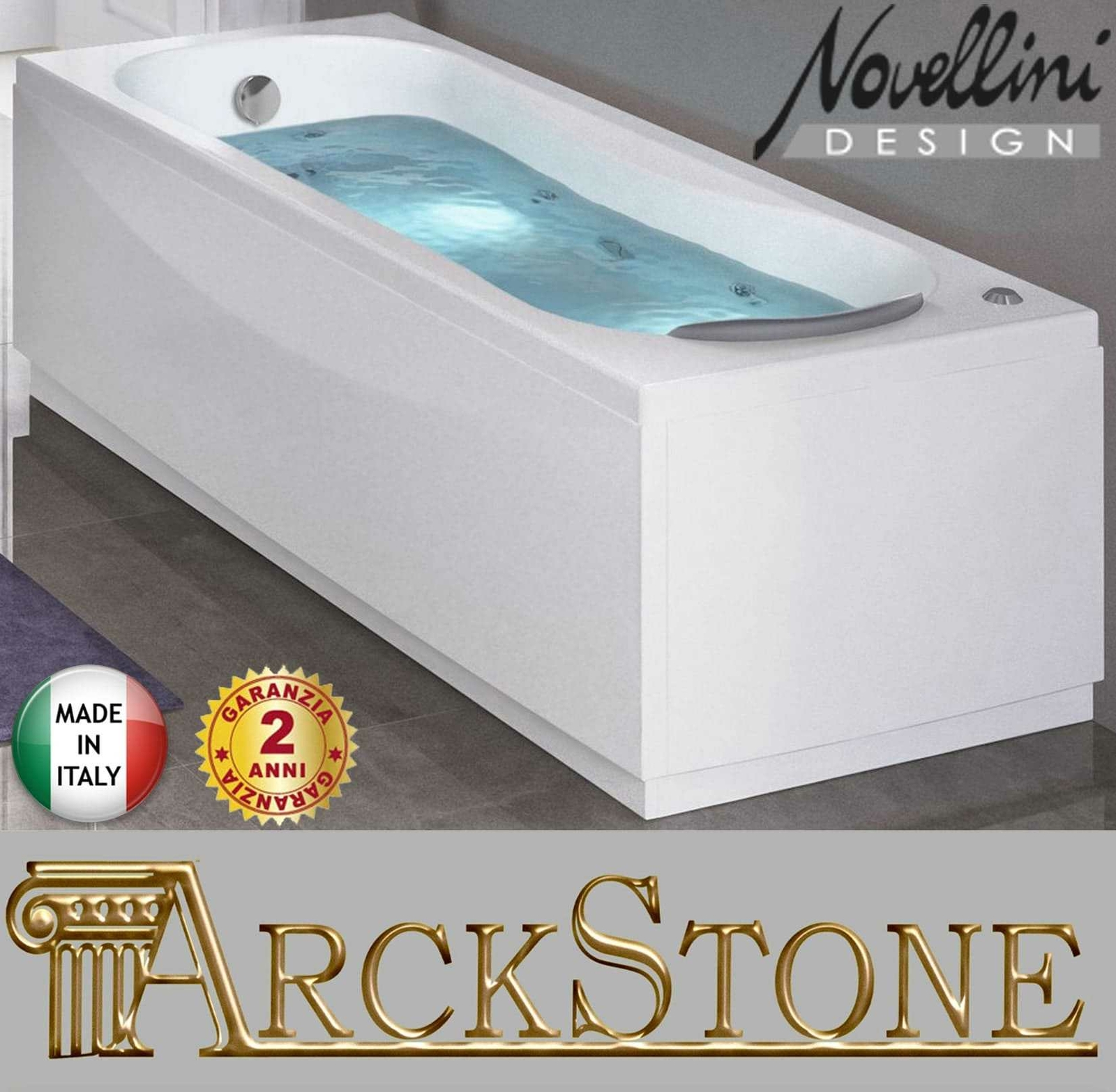 Novellini Calypso Eco 160x70 cm Vasca da Bagno 2 Pannelli Idro Whirlpool 6 Getti