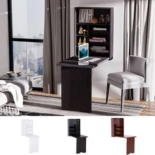 Wall Mount Writing Table Convertible Folding Computer Desk Storage Home Office